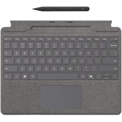 מקלדת לטאבלט Microsoft Surface Pro Signature Type Cover + Slim Pen bundle Platinum - 8X8-00164