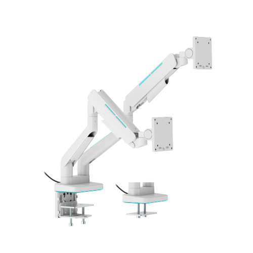 זרוע למסכים LUMI Heavy-Duty RGB Gaming Monitor Arm For Dual Monitors (Matte White) - 90902-807-85