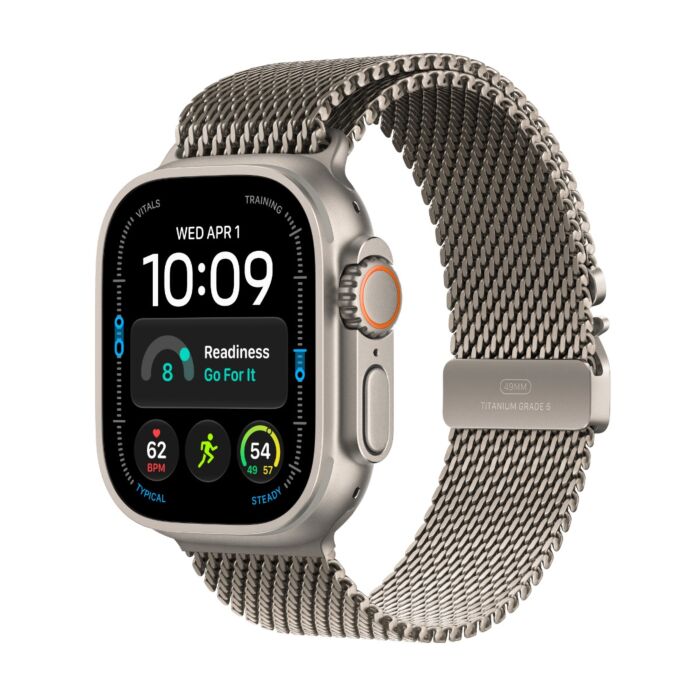 שעון אפל Apple Watch Ultra 4 Natural Titanium Case with Natural Titanium Milanese Loop
