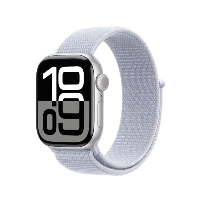 שעון אפל Apple Watch Series 10 MWWN3QI/A GPS 46mm Silver Aluminum Case with Blue Cloud Sport Loop