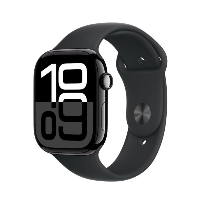 שעון אפל Apple Watch Series 10 MWWQ3QI/A GPS 46mm Jet Black Aluminum Case with Black Sport Band - M/L