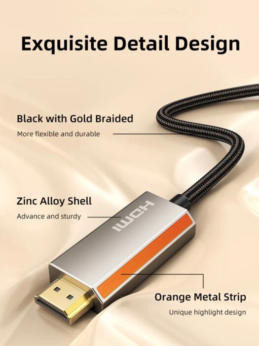 כבל וידאו Cabletime DisplayPort 1.4 to HDMI 2.1 Cable, 8K@60Hz, 4K@120Hz, 2m (Black) - CT-DMHD8K-ZG2
