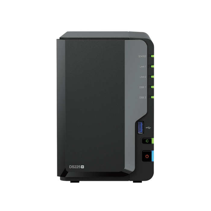 מערכת אחסון רשת עם שני מפרצים Synology DiskStation DS225+ 2-Bay NAS - 35300-002-04