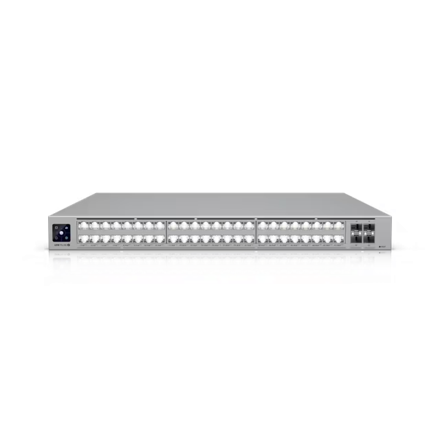 מתג רשת מנוהל עם הזנת מתח דרך כבל רשת Ubiquiti UniFi Pro XG 48 PoE, 48-Port 10G Managed PoE Switch - USW-Pro-XG-48-PoE