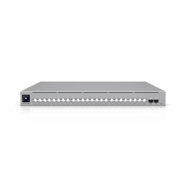 מתג רשת מנוהל עם הזנת מתח דרך כבל רשת Ubiquiti UniFi Pro XG 24 PoE, 24-Port 10G Managed PoE Switch - USW-Pro-XG-24-PoE