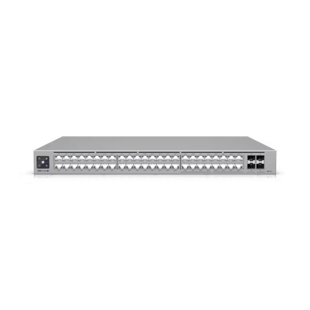 מתג רשת מנוהל עם הזנת מתח דרך כבל רשת Ubiquiti UniFi Pro Max 48 PoE, 48-Port Multi-Gig Layer 3 Managed PoE Switch - USW-Pro-Max-48-PoE