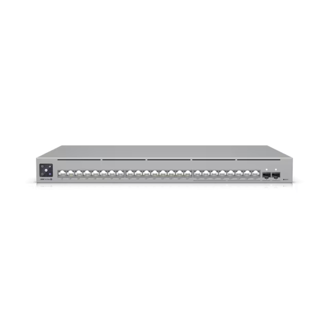מתג רשת מנוהל עם הזנת מתח דרך כבל רשת Ubiquiti UniFi Pro Max 24 PoE, 24-Port Multi-Gig Layer 3 Managed PoE Switch - USW-Pro-Max-24-PoE