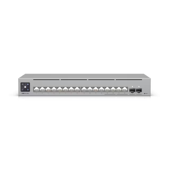 מתג רשת מנוהל Ubiquiti UniFi Pro Max 16, 16-Port Multi-Gig Layer 3 Managed Switch - USW-Pro-Max-16