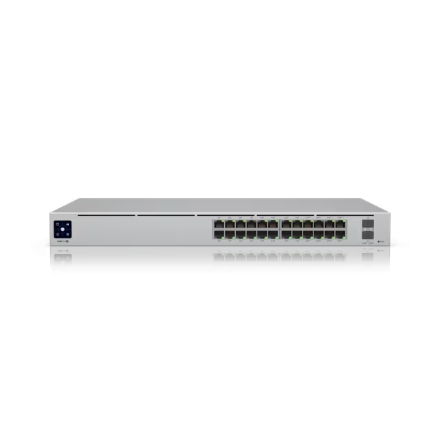 מתג רשת מנוהל עם הזנת מתח דרך כבל רשת Ubiquiti UniFi Pro 24 PoE, 24-Port Gigabit Layer 3 Managed PoE Switch - USW-Pro-24-POE