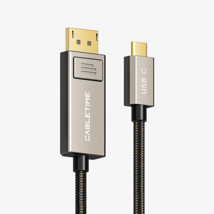 כבל וידאו Cabletime Bi-Directional USB-C to DisplayPort Cable, 8K@60Hz, 4K@144Hz (Black)