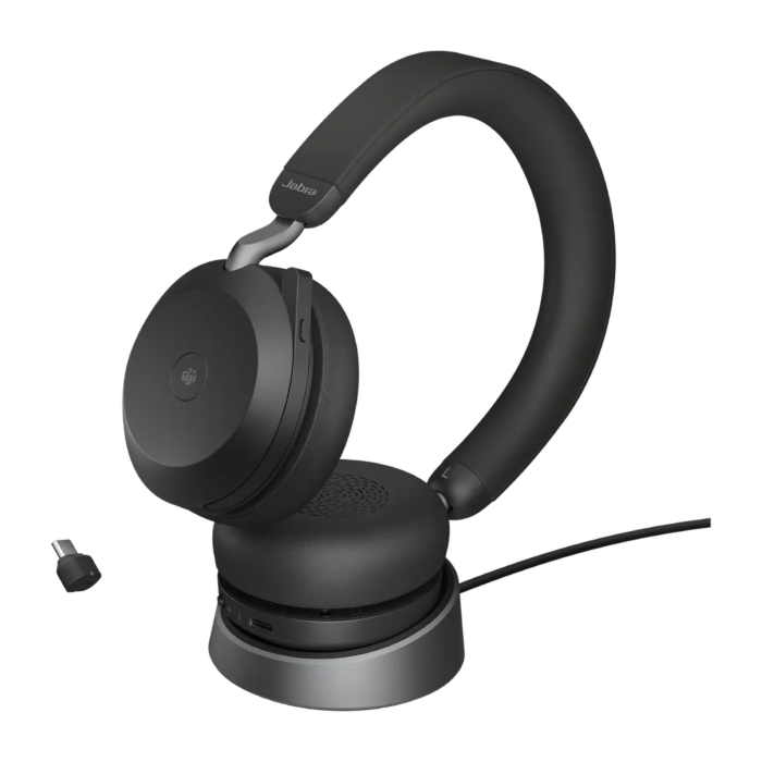 אוזניות אלחוטיות Jabra Evolve2 75 - USB-C MS Teams with Charging Stand - Black 27599-999-889