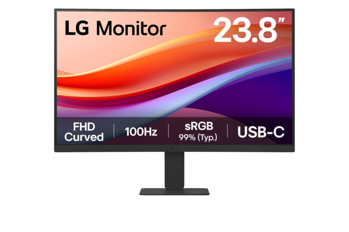 מסך מחשב LG 24" FHD 100Hz HDR10 Curved Monitor with USB Type-C (15W PD) - 24U421A-B