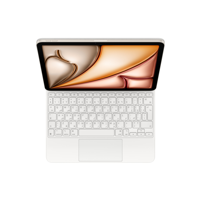 מקלדת מג'יק לאייפד אייר Apple Magic Keyboard for iPad Air 11-inch (M4/M3/M2/5/4 Gen) - Arabic EU Layout - White - MDFV4AB/A