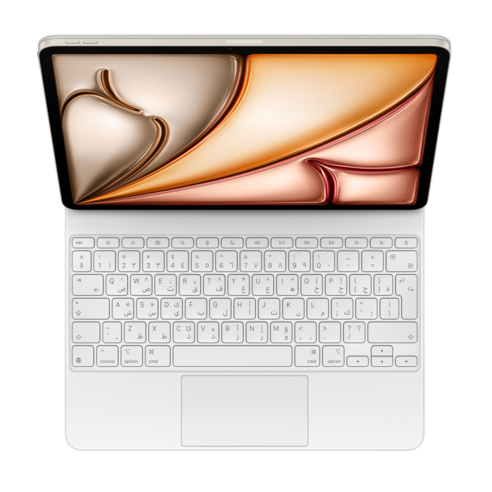 מקלדת מג'יק לאייפד אייר Apple Magic Keyboard for iPad Air 13-inch (M4/M3/M2) - Arabic EU Layout - White - MDFW4AB/A