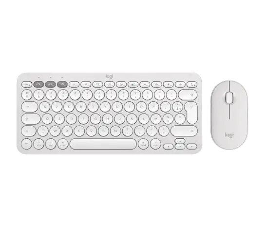 סט מקלדת ועכבר אלחוטיים לוג'יטק Logitech Pebble 2 Combo (Tonal White, US International) - 920-012240
