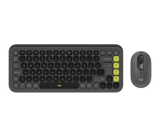 סט מקלדת ועכבר אלחוטיים לוג'יטק Logitech POP Icon Combo (Graphite & Green, US International) - 920-013140