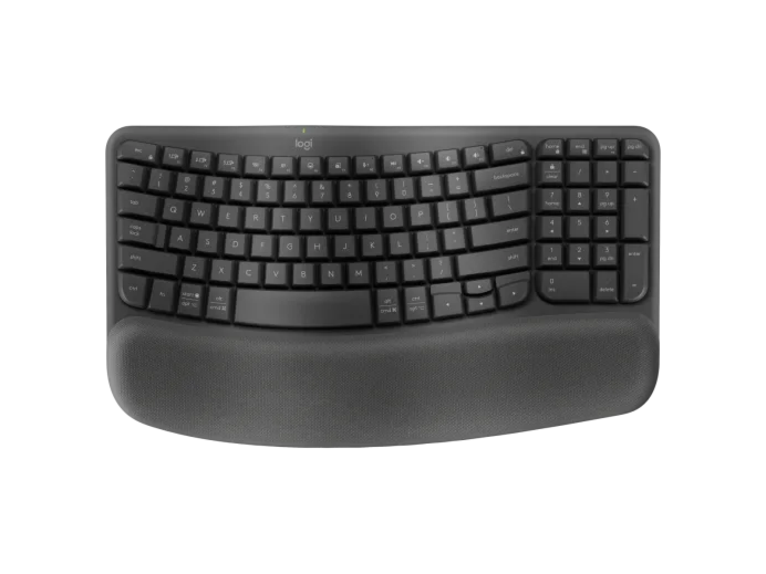 מקלדת אלחוטית לוג'יטק Logitech Wave Keys Wireless Ergonomic Keyboard for Business (Graphite, Hebrew/English) - 920-012309