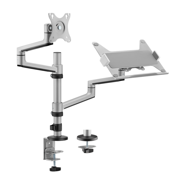 LUMI Premium Aluminum Articulating Monitor Arm with Laptop Tray