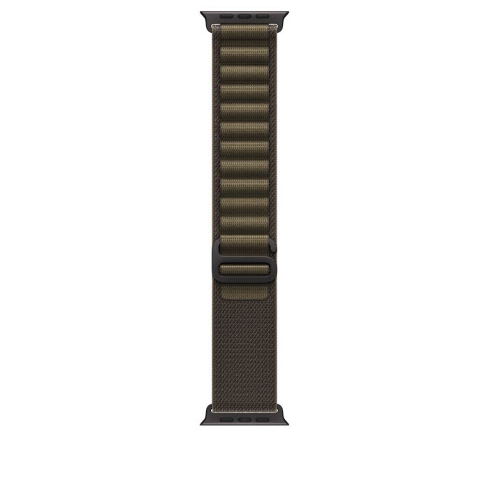 רצועות לשעונים Apple 49mm Dark Olive Alpine Loop - Small - Black Titanium Finish - MKDW4ZM/A