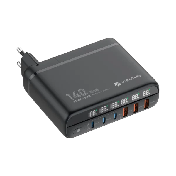 מטען שולחני Miracase MWC140W 140W 6-Port GaN Desktop Charger (Black)