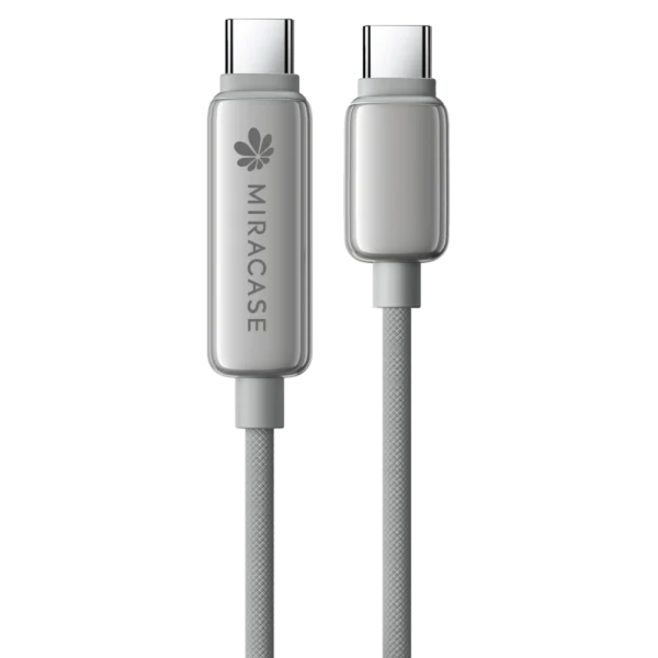 כבל טעינה Miracase MTCD240W 1.2m USB-C to USB-C Braided Cable with Digital Display (240W) (Gray)
