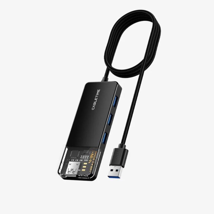Cabletime 4-Port USB-A 3.0 Hub with USB-C Power Supply, 5Gbps