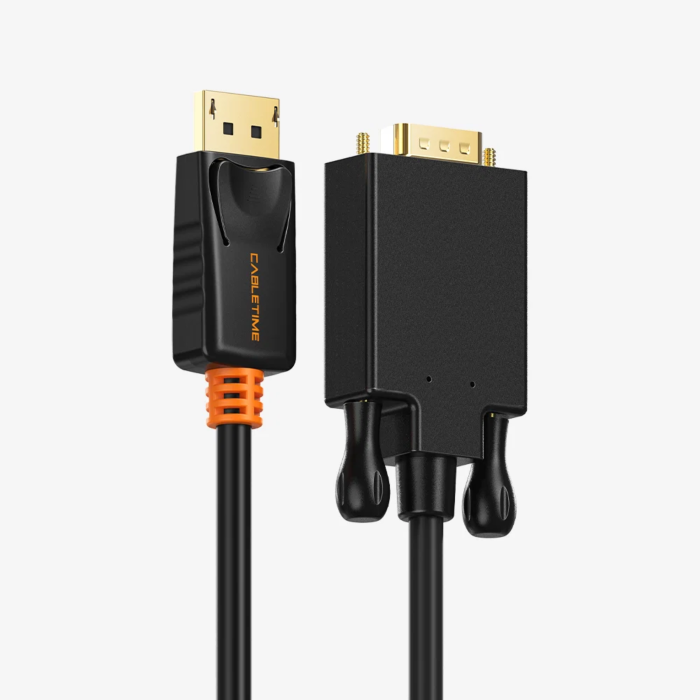 כבל וידאו Cabletime DisplayPort 1.2 to VGA Cable, 1080p@60Hz, 1.8m (Black) - CT-AV585-04G-B1.8