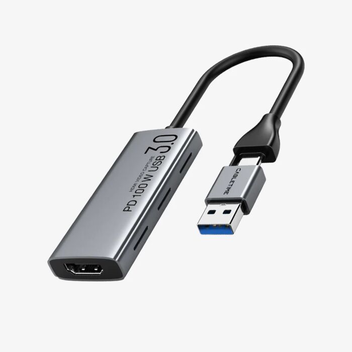 Cabletime USB 3.0 USB-A + USB-C to HDMI Capture Adapter