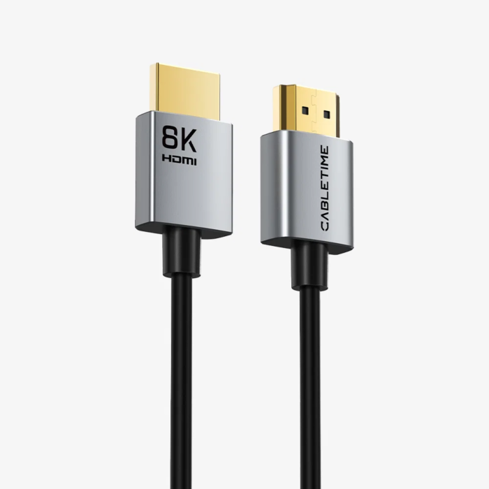 כבל וידאו Cabletime Slim HDMI 2.1 Cable, 48Gbps, 8K@60Hz, 1m (Black) - CT-SHD8K-AG1