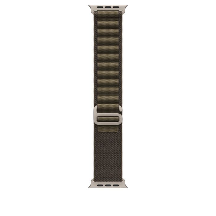 רצועות לשעונים Apple 49mm Dark Olive Alpine Loop - Small - Natural Titanium Finish - MK794ZM/A