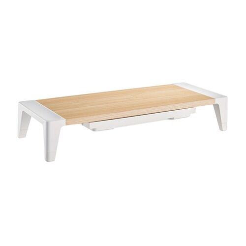 LUMI White Birch Monitor Riser with Increased Height and Drawer