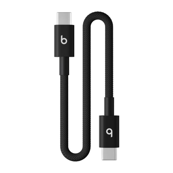 כבל טעינה קצר ארוג Apple Beats USB-C to USB-C Woven Short Cable (20 cm) - Bolt Black - MEQ94ZM/A
