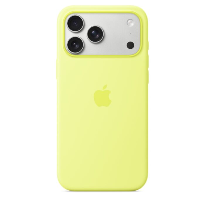 כיסוי סיליקון לאייפון 17 פרו מקס Apple iPhone 17 Pro Max Silicone Case with MagSafe - Neon Yellow MGFM4ZM/A