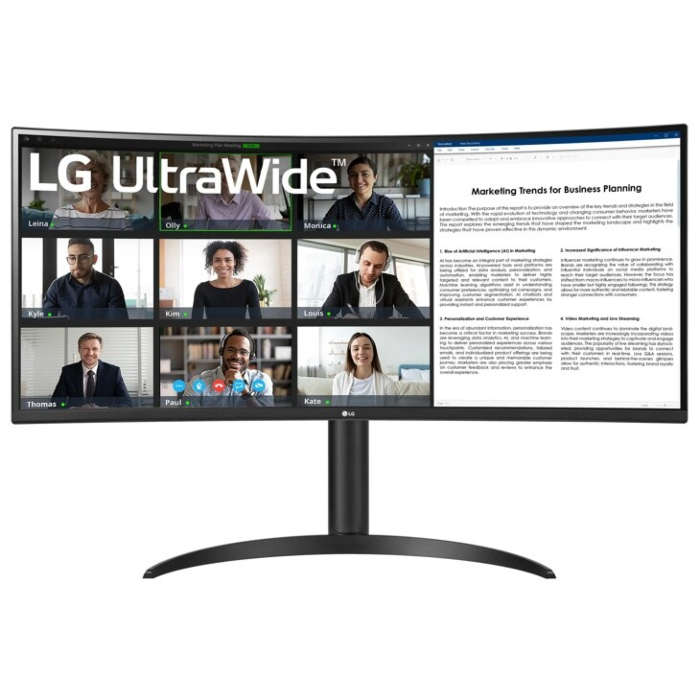 מסך מחשב קעור LG 34" UltraWide WQHD Curved Monitor with USB Type-C - 34WR55QK-B