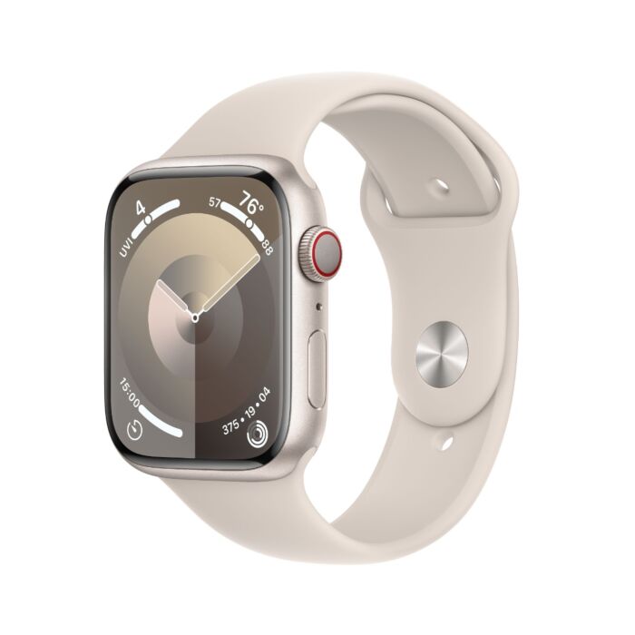 שעון אפל Apple Watch Series 9 GPS + Cellular 45mm Starlight Aluminum Starlight Sport Band M/L MRM93QI/A