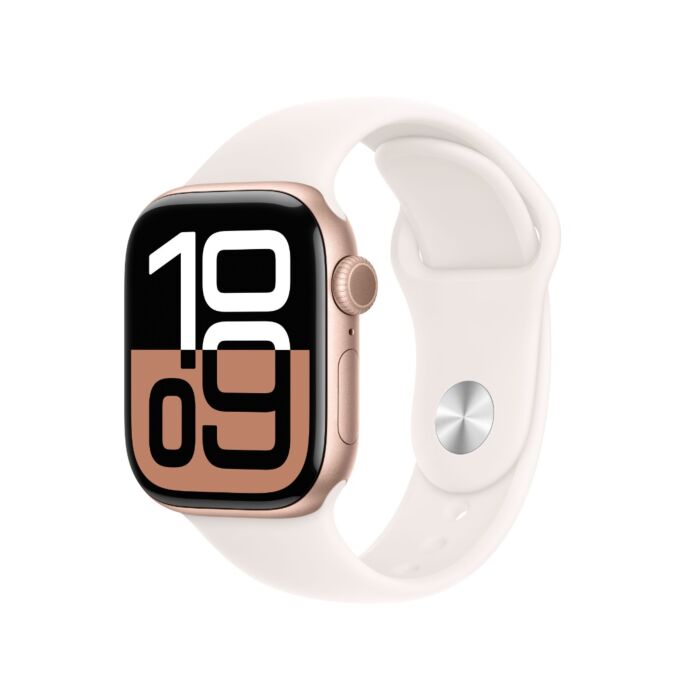 שעון אפל Apple Watch Series 10 MWWH3QI/A GPS 42mm Rose Gold Aluminum Case with Light Blush Sport Band - S/M