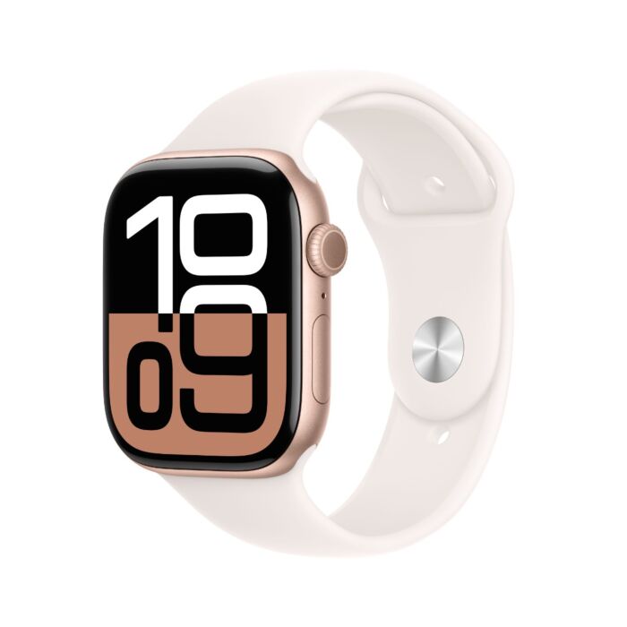 שעון אפל Apple Watch Series 10 MWX93QI/A GPS + Cellular 42mm Rose Gold Aluminum Case with Light Blush Sport Band - S/M