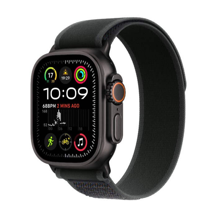 שעון אפל Apple Watch Ultra 2 MX4U3HB/A GPS + Cellular 49mm Black Titanium Case with Black Trail Loop - S/M