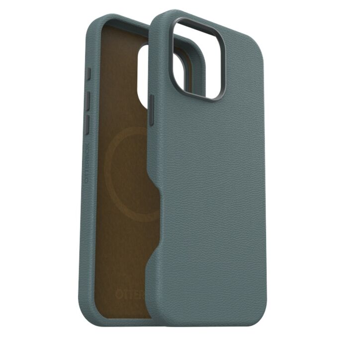 כיסוי דמוי עור ירוק MagSafe לאייפון 16 פרו, OtterBox Green Symmetry Cactus Leather MagSafe Case for iPhone 16 Pro