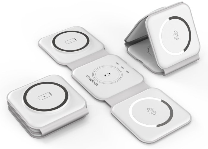 Choetech משטח טעינה אלחוטית מתקפל 3 ב-1 Choetech MagSafe Wireless 3 in 1 folding charging station White XX-T588-F-CCWH