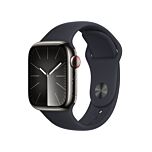 שעון אפל Apple Watch Series 9 GPS + Cellular 41mm Graphite Stainless Steel Midnight Sport Band M/L MRJ93QI/A