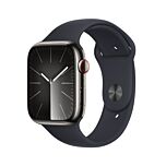 שעון אפל Apple Watch Series 9 GPS + Cellular 45mm Graphite Stainless Steel Midnight Sport Band M/L MRMW3QI/A