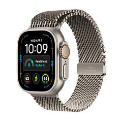 שעון אפל Apple Watch Ultra 4 MJA84KS/A GPS + Cellular 49mm Natural Titanium Case with Natural Titanium Milanese Loop - S