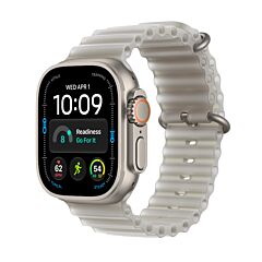 שעון אפל Apple Watch Ultra 4 MJAD4KS/A GPS + Cellular 49mm Natural Titanium Case with Translucent Grey Ocean Band