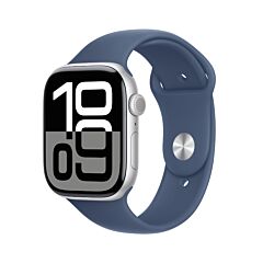 שעון אפל Apple Watch Series 10 MWWM3QI/A GPS 46mm Silver Aluminum Case with Denim Sport Band - M/L