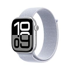 שעון אפל Apple Watch Series 10 MWY23QI/A GPS + Cellular 46mm Silver Aluminum Case with Blue Cloud Sport Loop