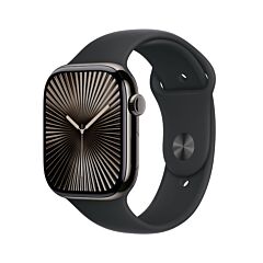 שעון אפל Apple Watch Series 10 MWYE3QI/A GPS + Cellular 46mm Slate Titanium Case with Black Sport Band - M/L