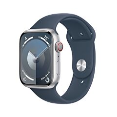 שעון אפל Apple Watch Series 9 GPS + Cellular 45mm Silver Aluminum Storm Blue Sport Band S/M MRMG3QI/A