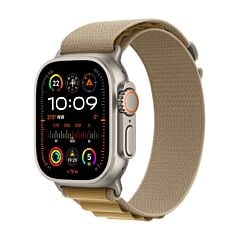 שעון אפל Apple Watch Ultra 2 MX4E3HB/A GPS + Cellular 49mm Natural Titanium Case with Tan Alpine Loop - Small
