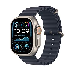 שעון אפל Apple Watch Ultra 2 MX4D3HB/A GPS + Cellular 49mm Natural Titanium Case with Navy Ocean Band